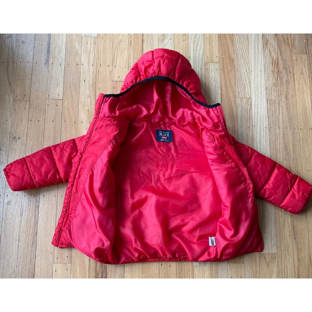 The Children's Place Red Full Zip Quilted Hooded Puffer Coat Size 5T Winter - Picture 6 of 7